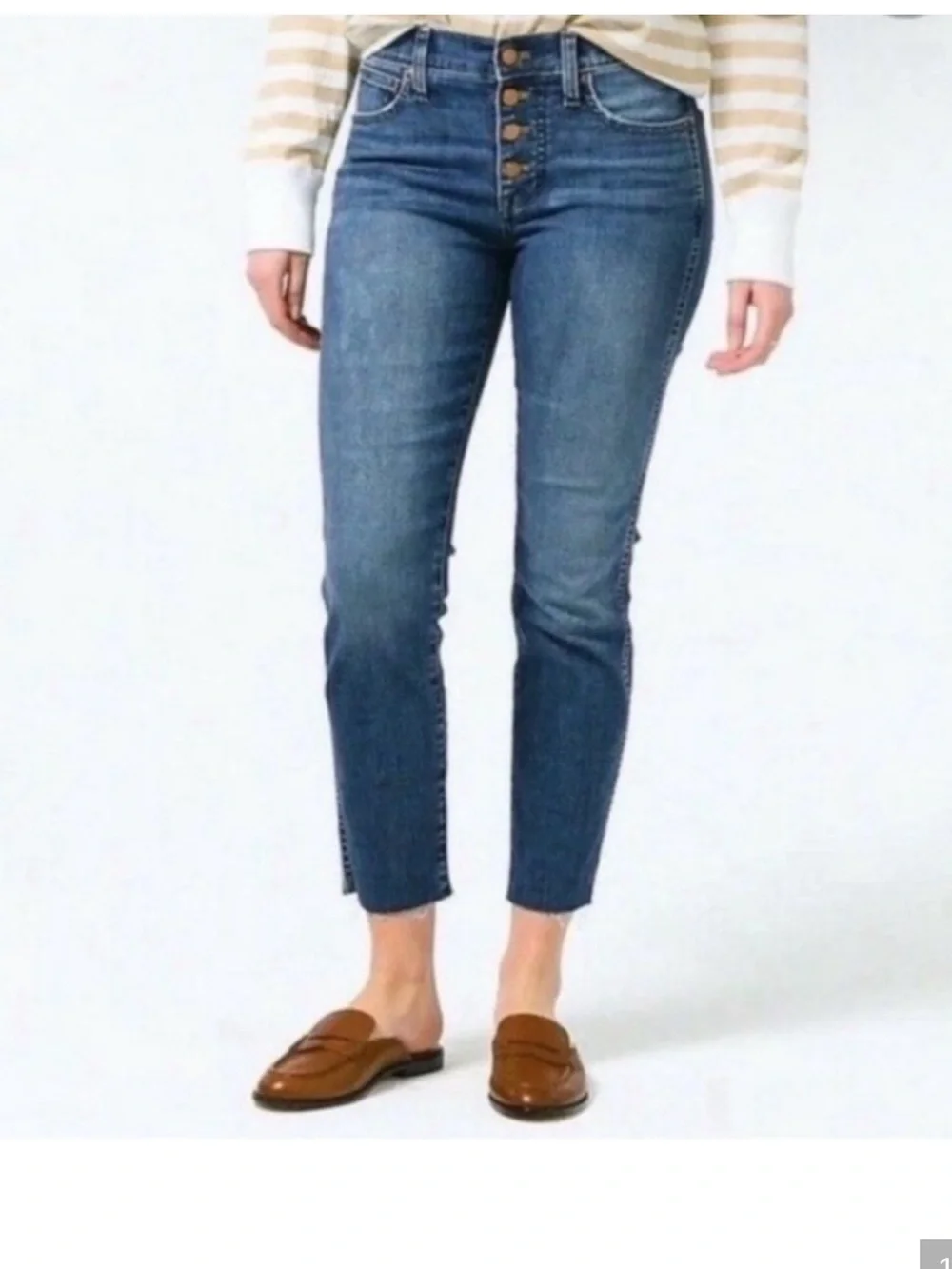 J. Crew Straight-Leg Button-Fly Jeans in Medium Blue Denim